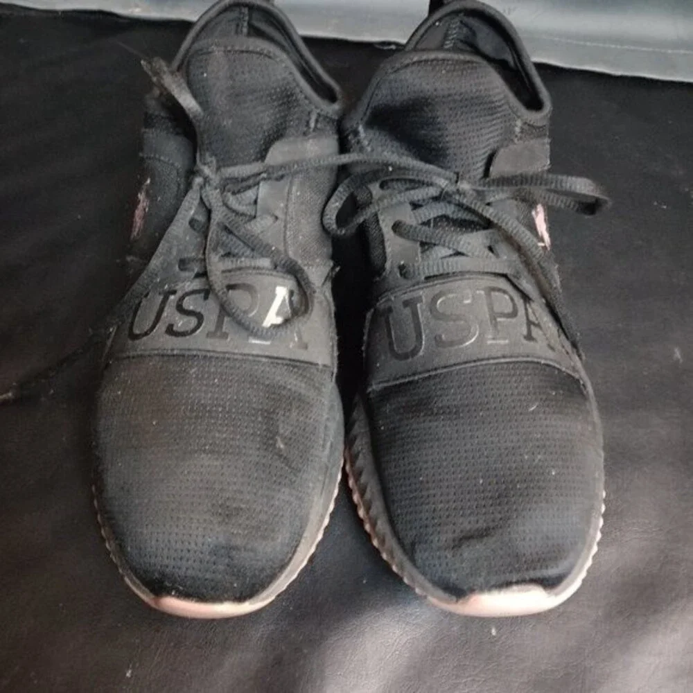 US Polo ASSN Black + Pink Sneakers / Tennis Shoes - Size 8.5